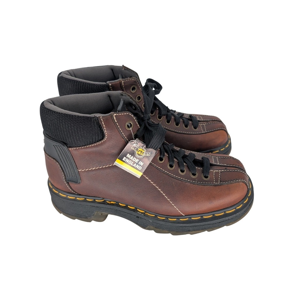 Vintage 90s Dr Martens 9793 Brown Leather Mens Boots 8 Made England Deadstock